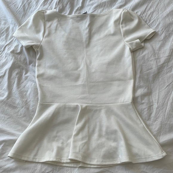 3 for $30 Tops White Peplum Tee - Picture 2 of 8
